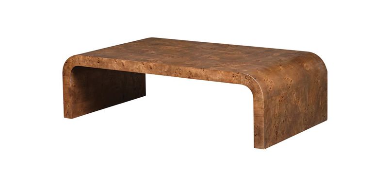 Curbed Burl Coffee Table 56 W X 16 H X 30 D