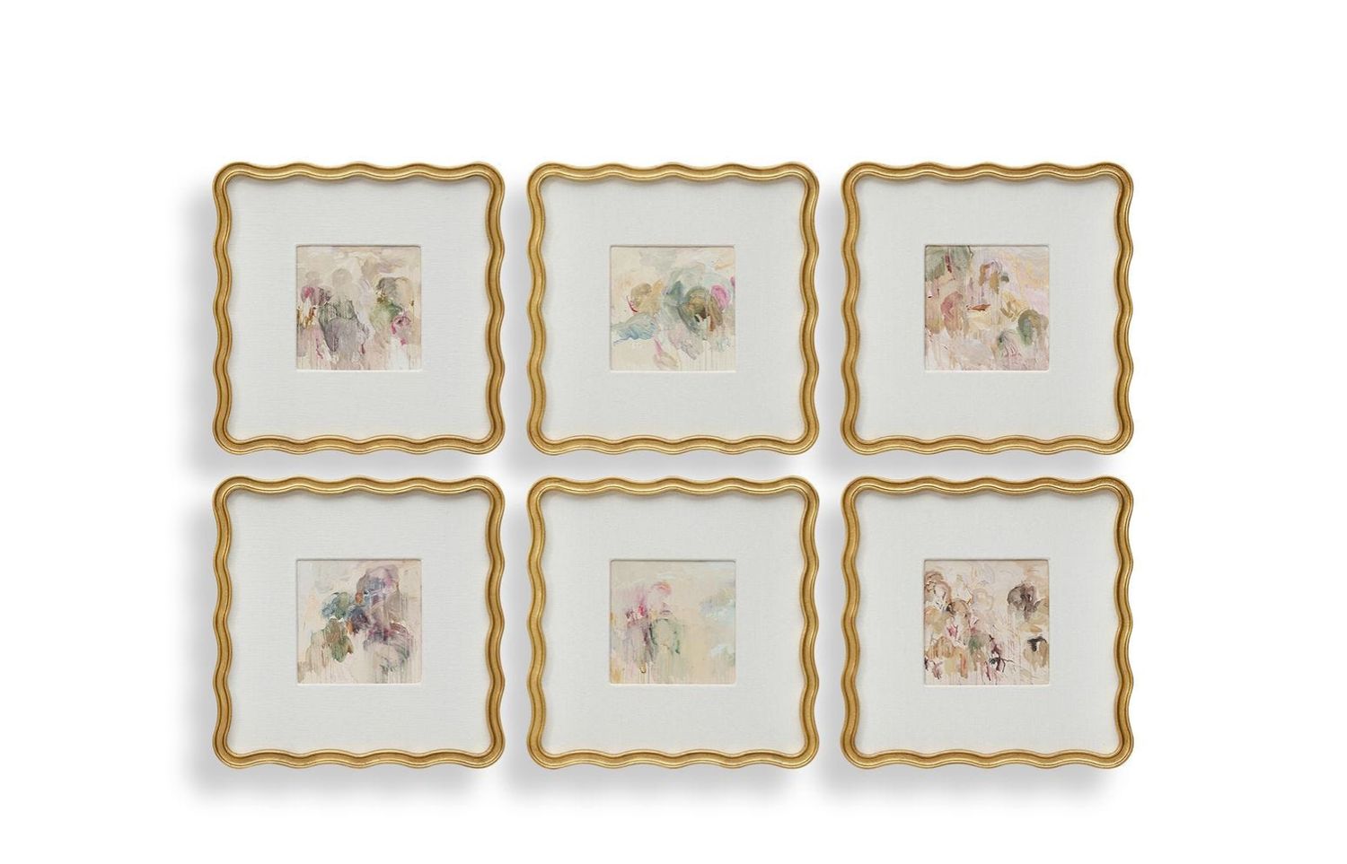 Wavey Gold Framed Canvases S/6 21x21