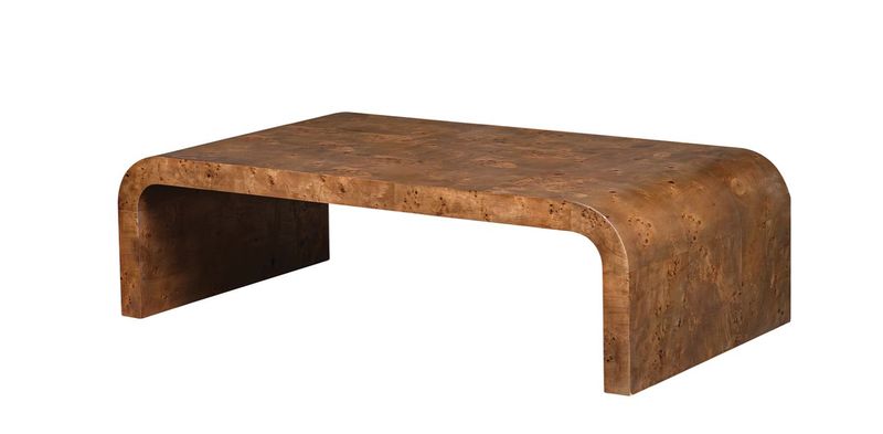 Curved Burl Coffee Table 56W 16H 30D