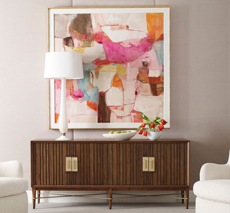 Pink Abstract Gold Frame 60x60