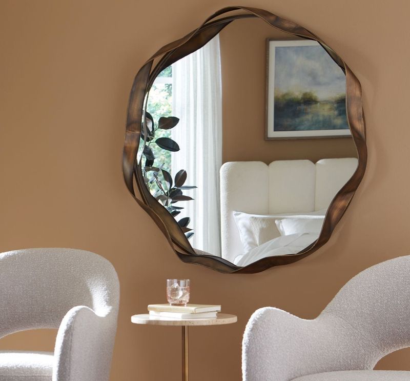 Bronze Wavy Round Mirror 41"