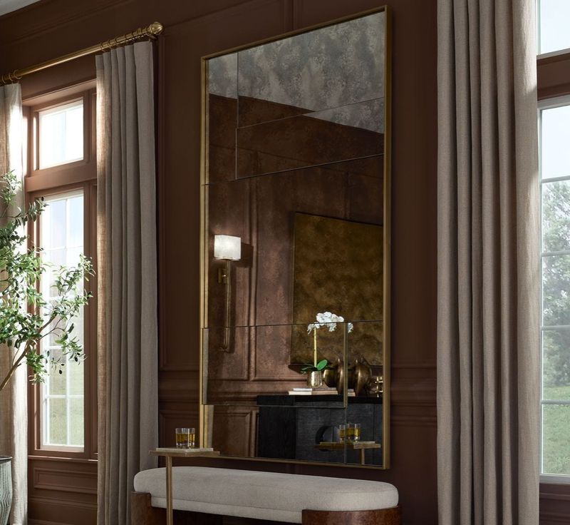 Antique Brass Mirror 81H 49W