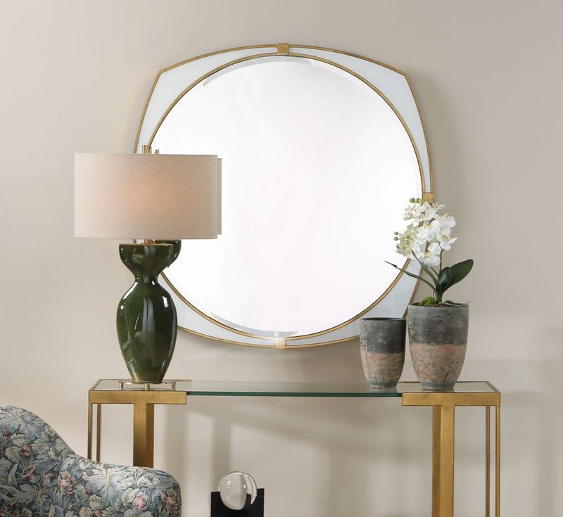 Antique Gold Round Mirror 38"