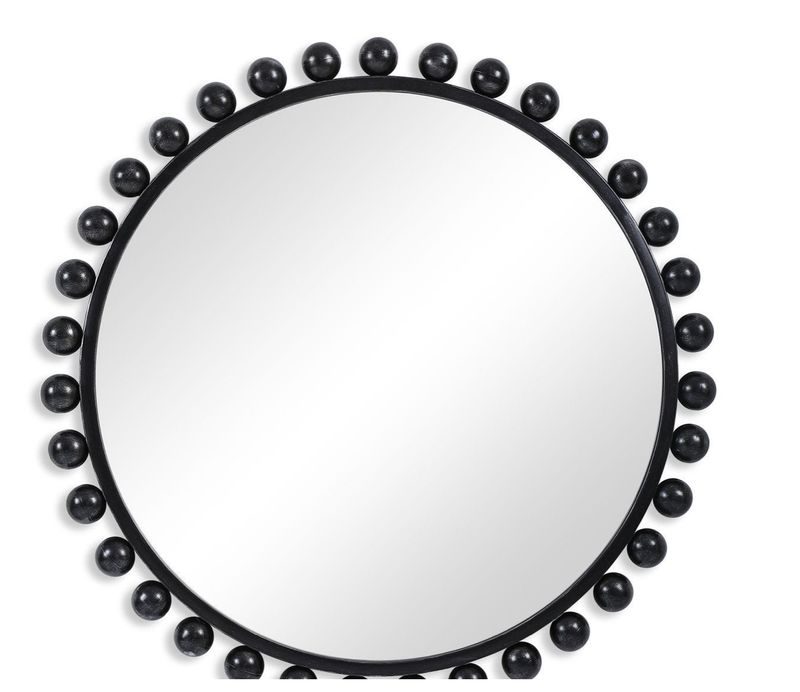 Black Round Mirror 44"