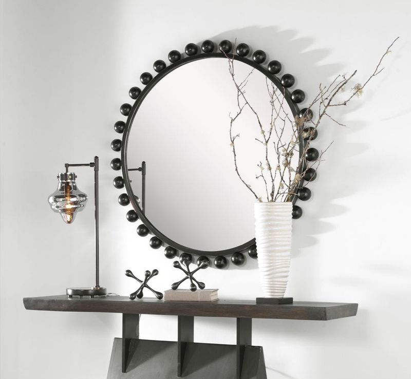 Black Round Mirror 44"