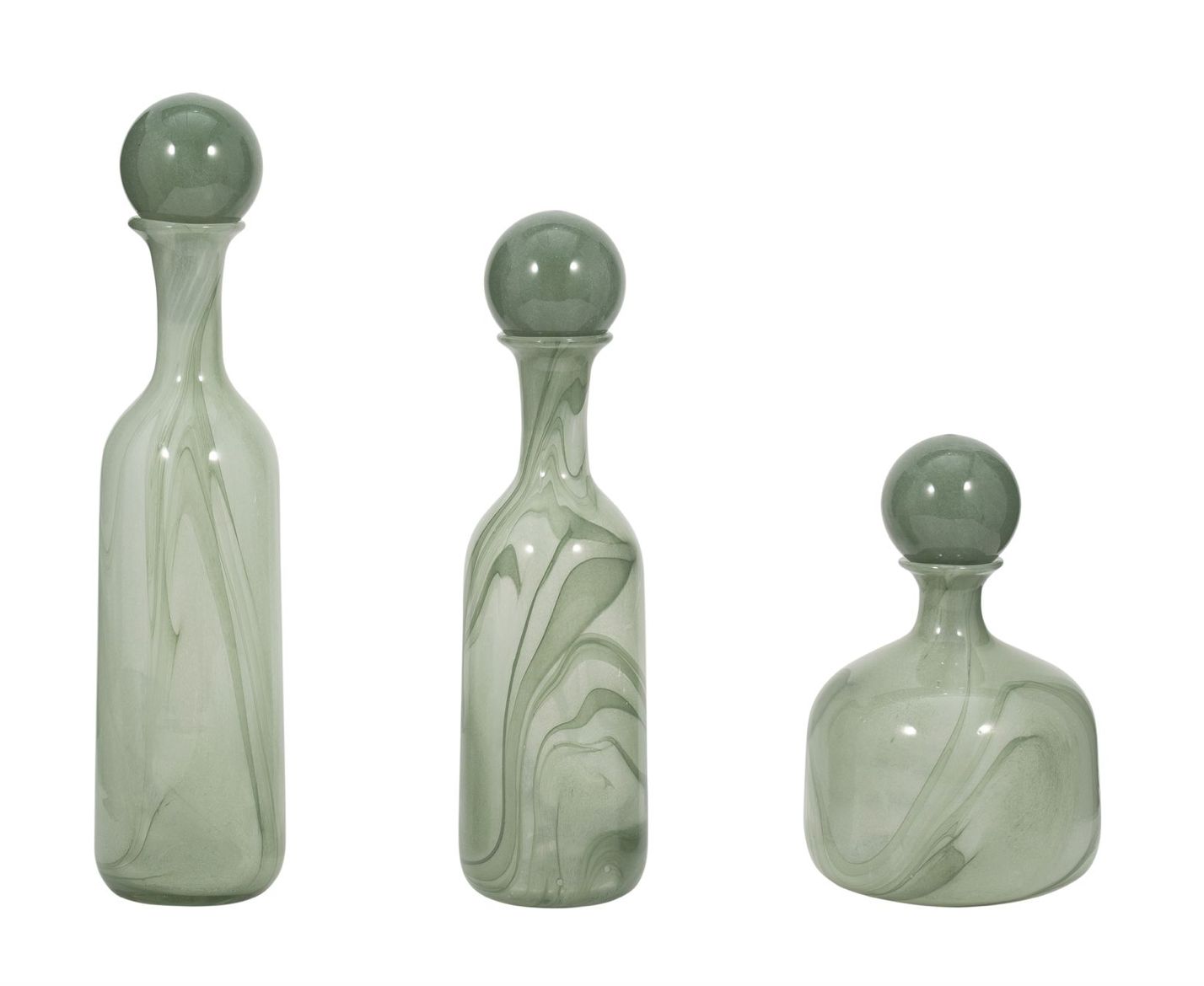 Green Glass Vases Set of 3 Green Glass Vases Set of 3