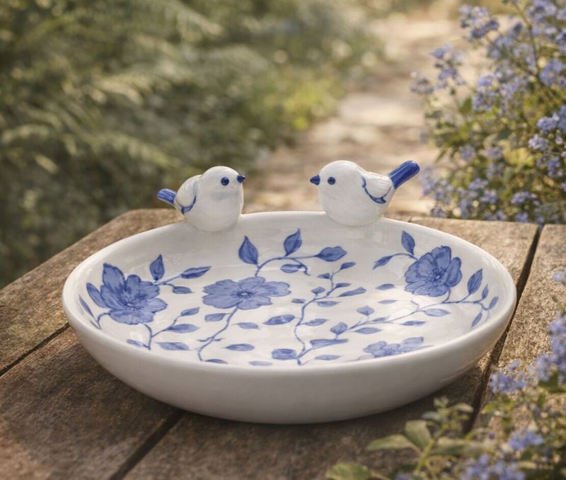 White and Blue Bird Bowl