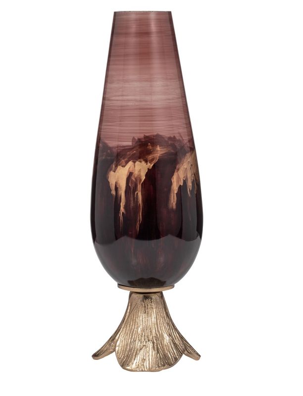 Bronze Glass Vase w/ Leaf Base Bronze Glass Vase w/ Leaf Base