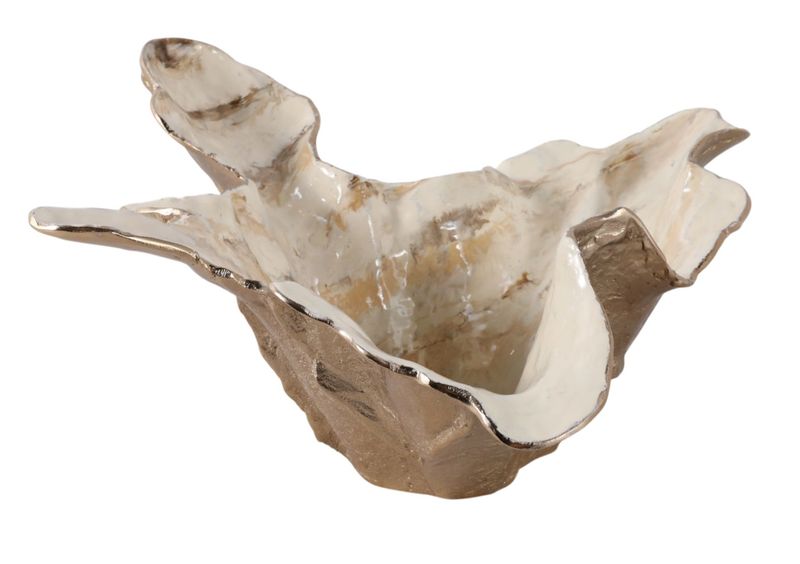 Tan/Ivory Free-Form Metal Bowl Tan/Ivory Free-Form Metal Bowl