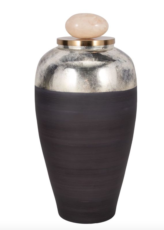 Gray Glass Vase with Resin Topper 23" Gray Glass Vase with Resin Topper 23"