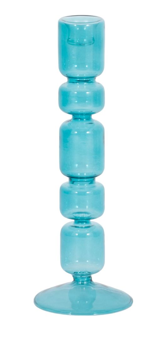 Blue Bubble Taper Candleholder 10"