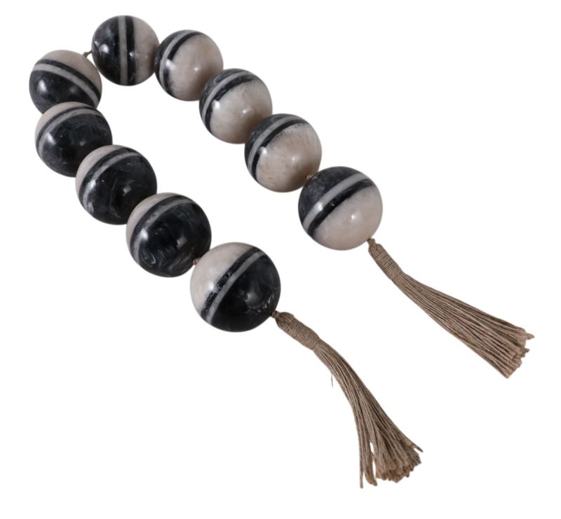 Ivory/Black Swirled Bead Garland 46" Ivory/Black Swirled Bead Garland 46"