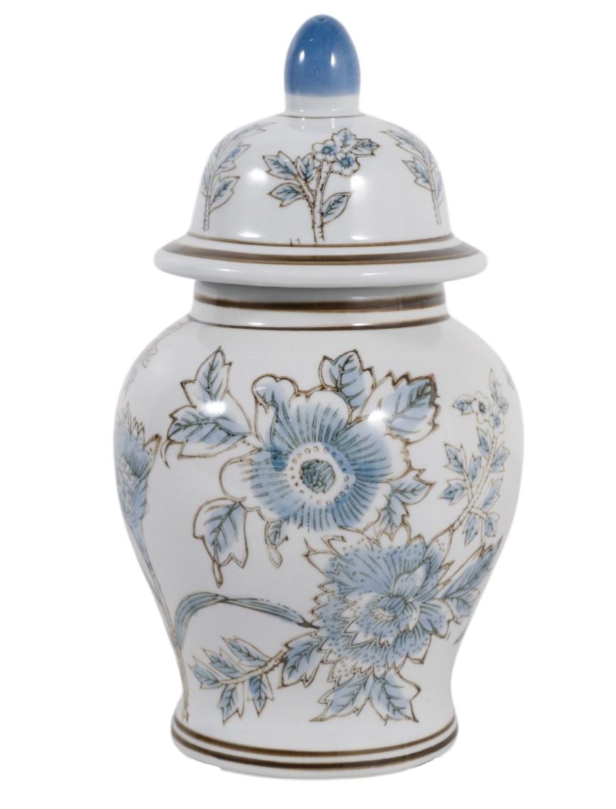 Floral Temple Jar 11" Floral Temple Jar 11"