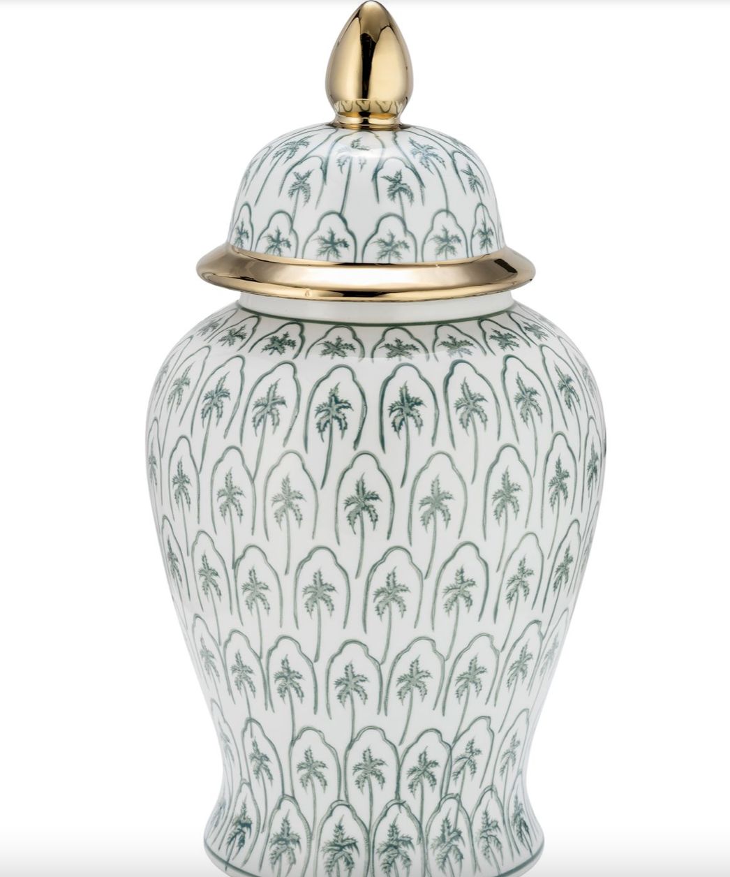 Green Chinoiserie Lidded Vase 18" Green Chinoiserie Lidded Vase 18"