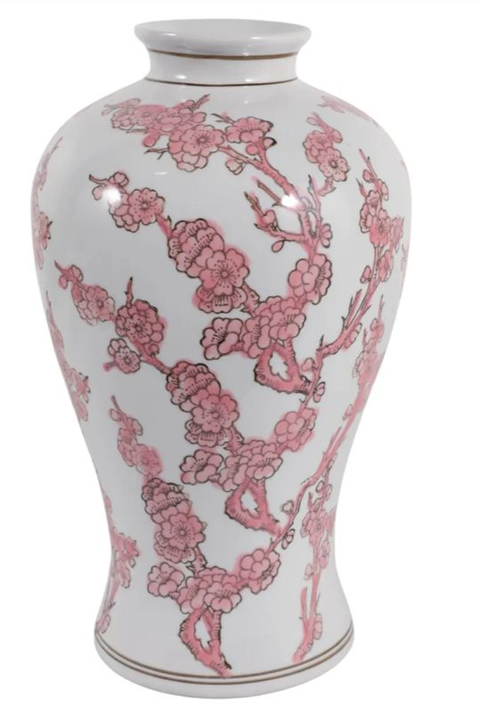 Pink Chinoiserie Vase 11" Pink Chinoiserie Vase 11"