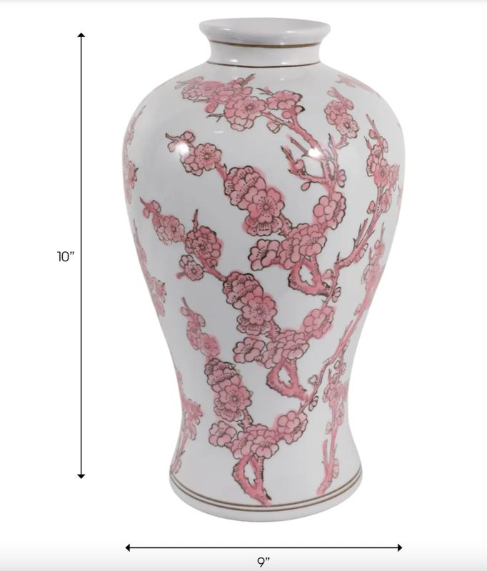 Pink Chinoiserie Vase 11"