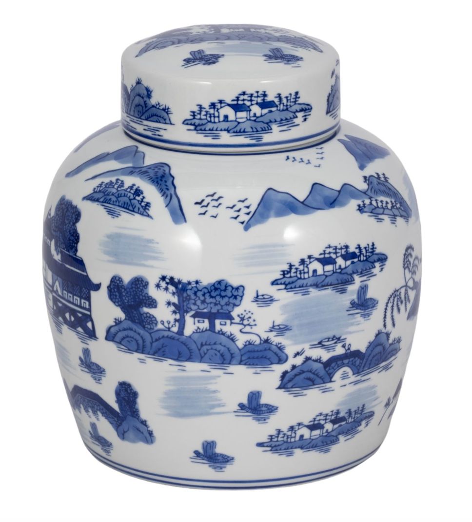 Blue Rounded Jar with Lid 9" Blue Rounded Jar with Lid 9"