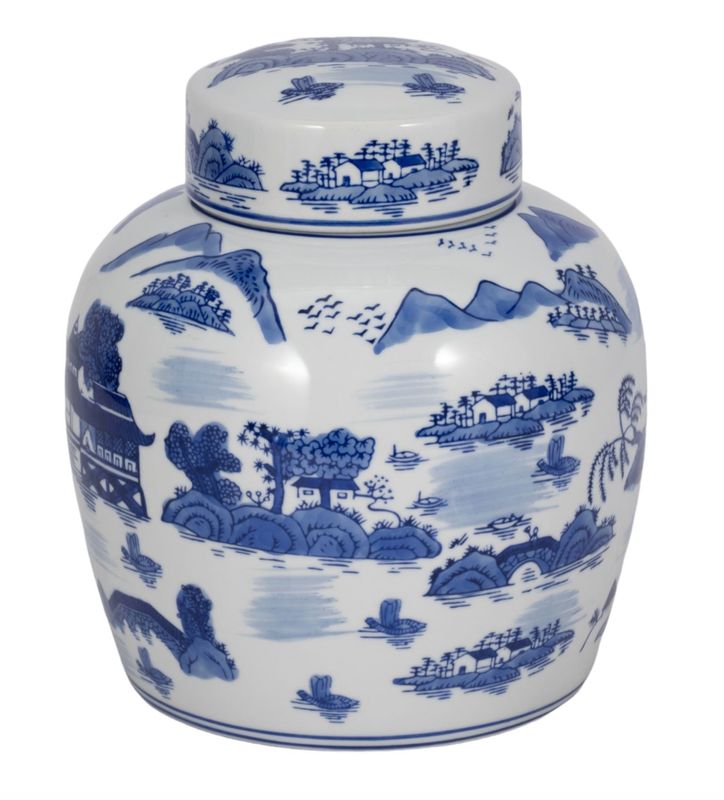 Blue Rounded Jar with Lid 9" Blue Rounded Jar with Lid 9"