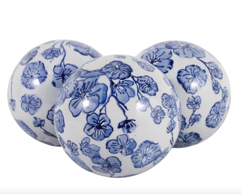 Ceramic Blue Orbs Set of 3 Ceramic Blue Orbs Set of 3