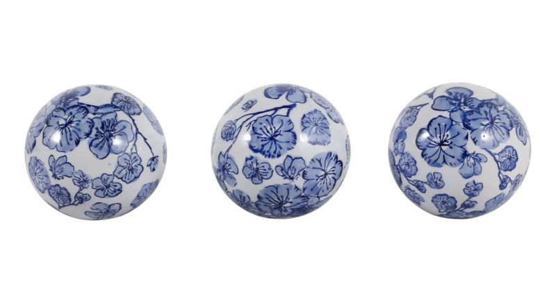 Ceramic Blue Orbs Set of 3