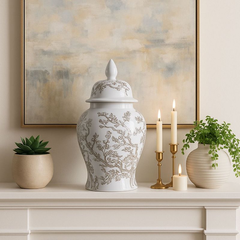 Cherry Blossom Temple Jar 19"