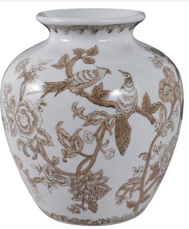 Brown Chinoiserie Vase 11" Brown Chinoiserie Vase 11"
