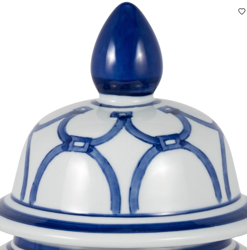 Blue and White Links Temple Jar 18"
