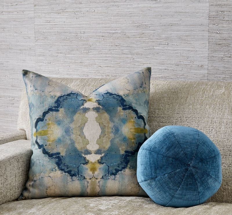 Blue Watercolor Pillow 20"