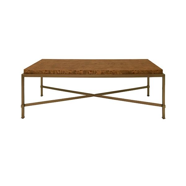 Burl Coffee Table W/Brass Base