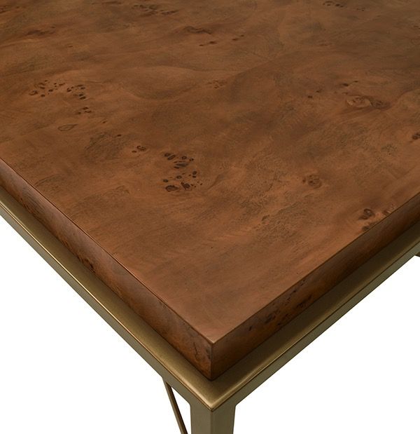 Burl Coffee Table W/Brass Base
