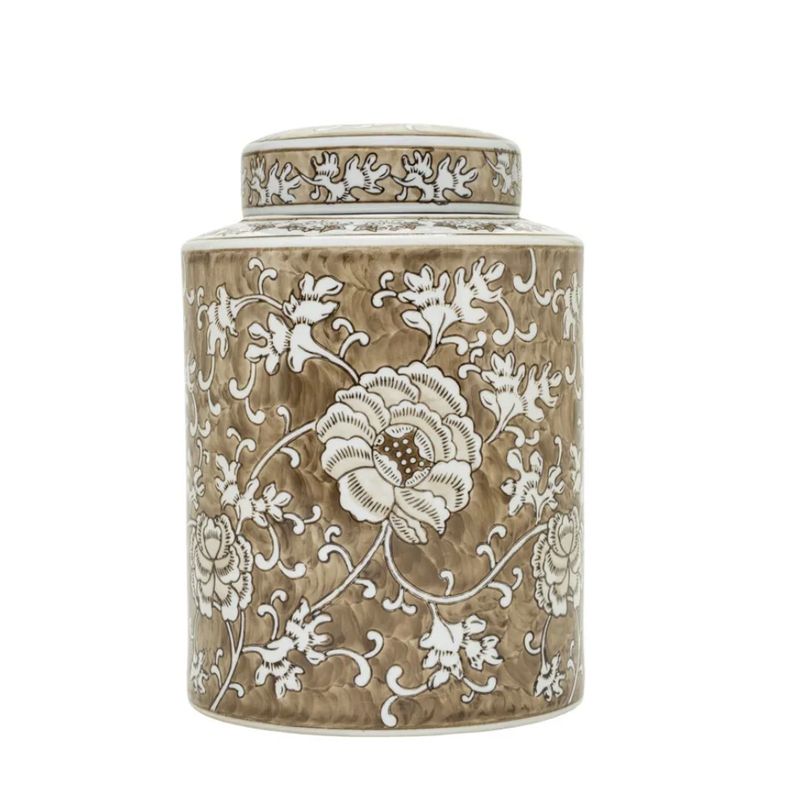 Porcelain Short Lidded Jar 11" Porcelain Short Lidded Jar 11"