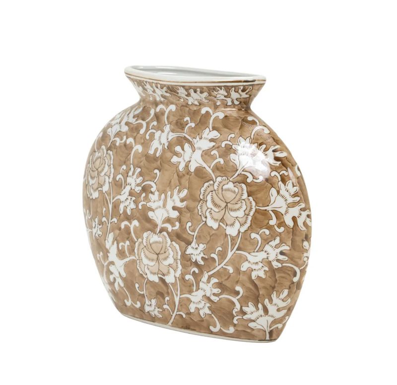Brown and White Vase 9.5"