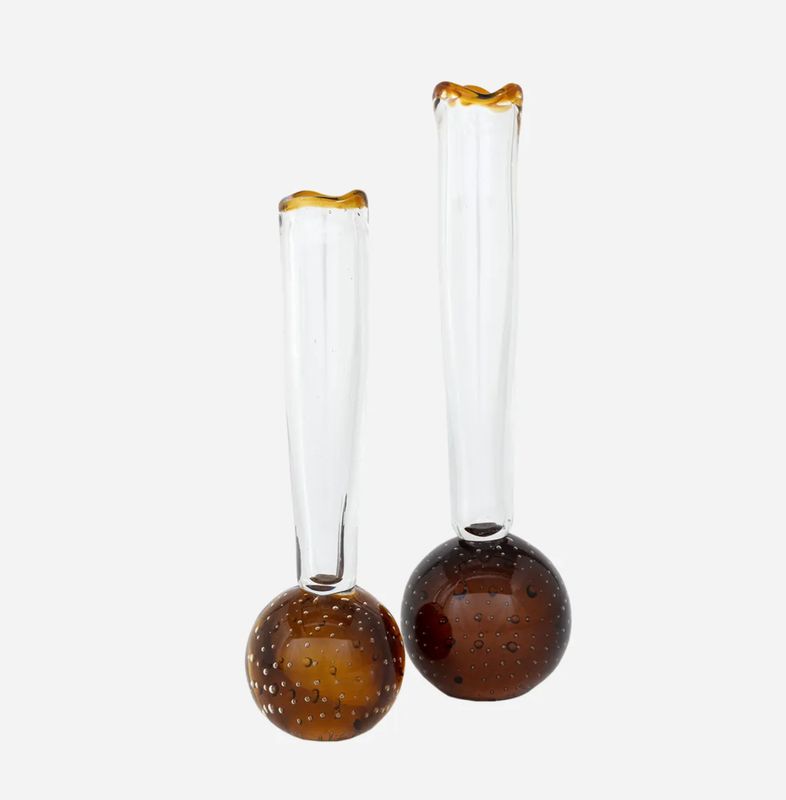 Brown and Clear Glass Bud Vases Set of 2 Brown and Clear Glass Bud Vases Set of 2