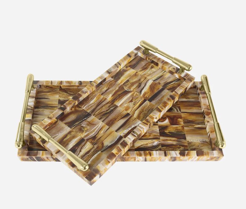 Brown Gold Hues Tray Set of 2 Brown Gold Hues Tray Set of 2