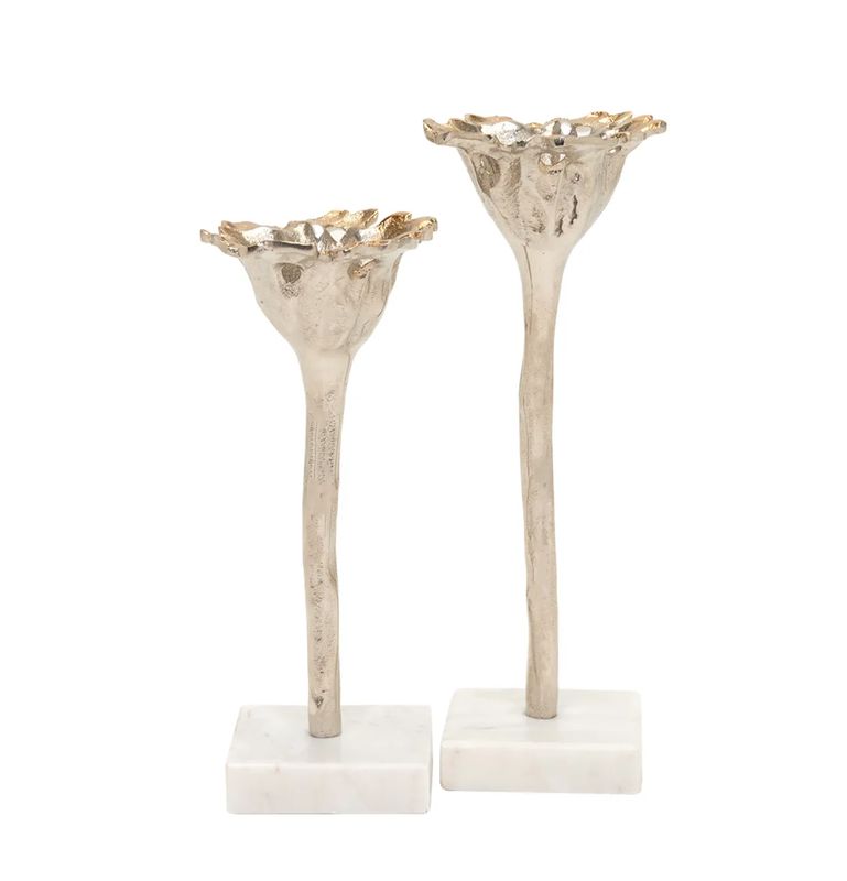 Blossom Marble Candleholders Set of 2 Blossom Marble Candleholders Set of 2