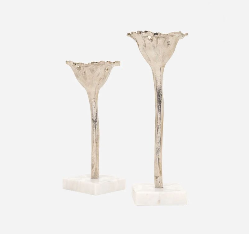 Blossom Marble Candleholders Set of 2