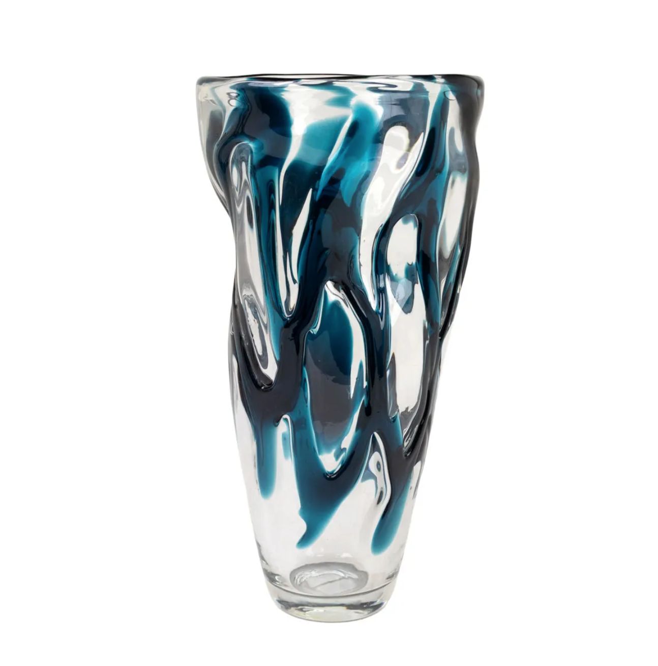 Clear Blue Tall Glass Vase