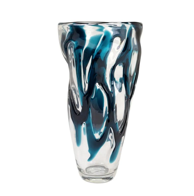 Clear Blue Tall Glass Vase Clear Blue Tall Glass Vase