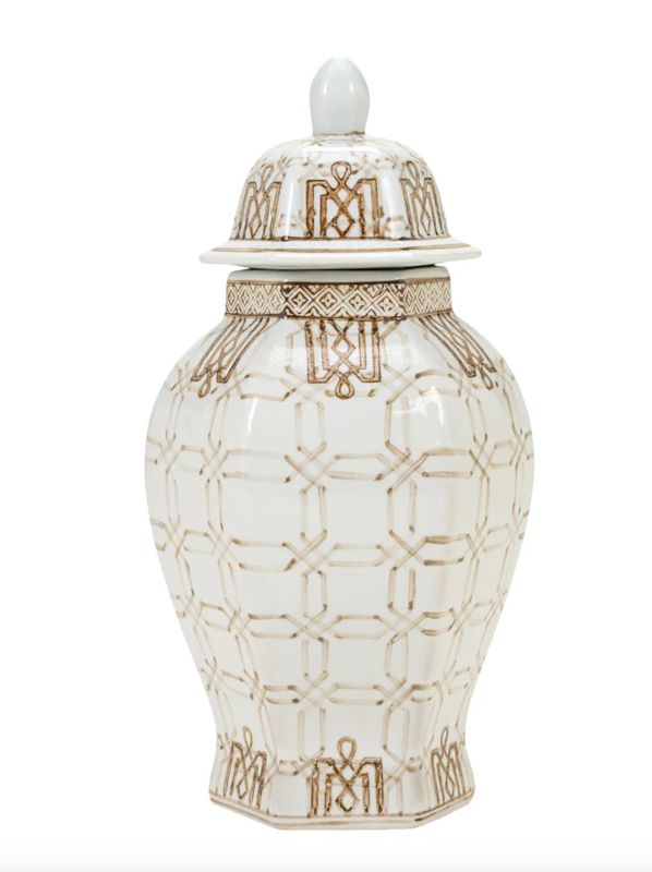 Brown and White Lidded Vase Brown and White Lidded Vase