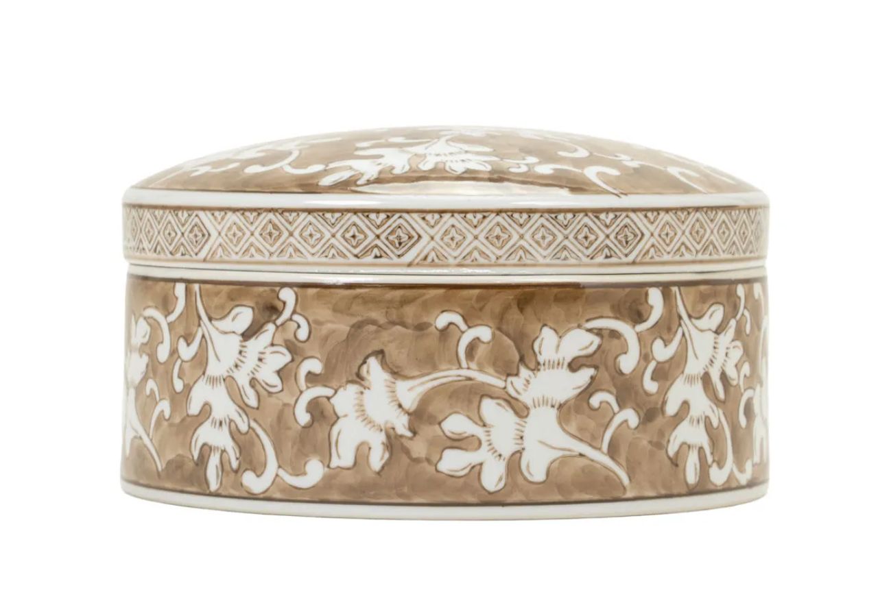 Brown and White Ceramic Box