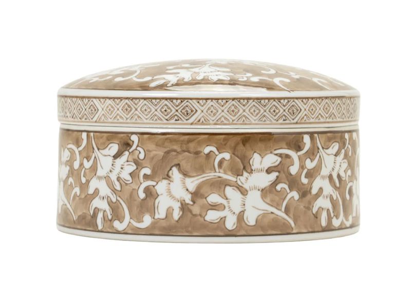 Brown and White Ceramic Box Brown and White Ceramic Box