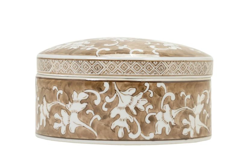 Brown and White Ceramic Box