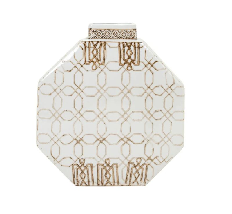 Brown and White Short Vase Brown and White Short Vase