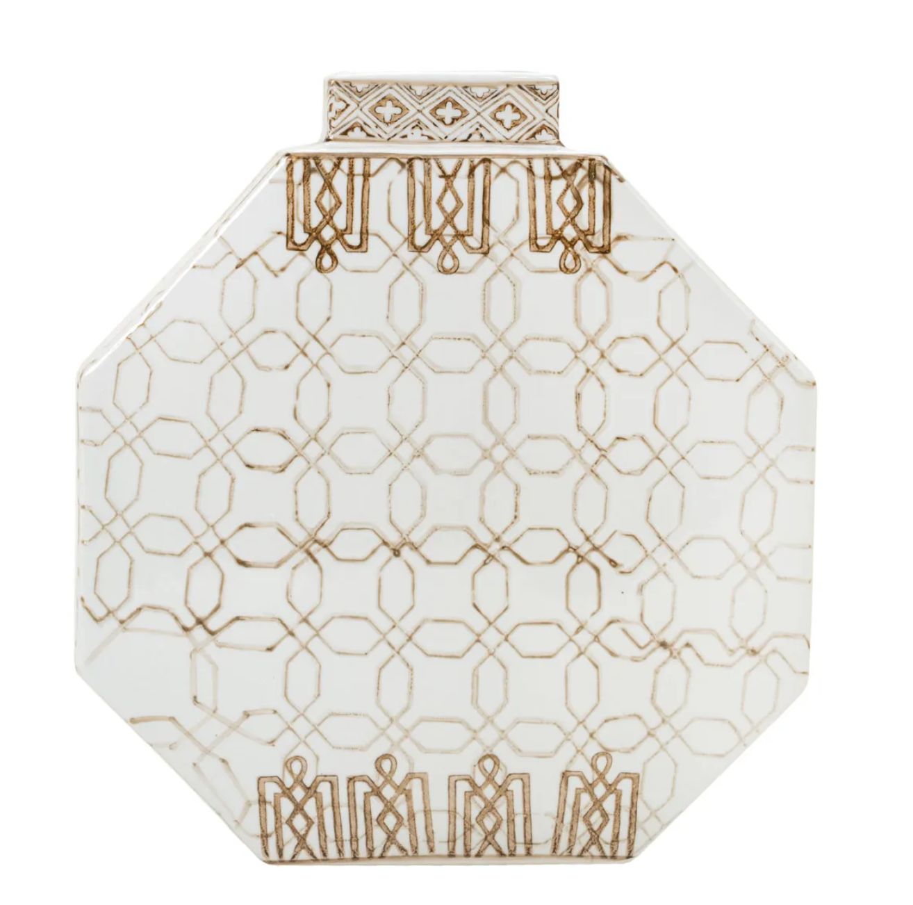 Brown and White Tall Vase