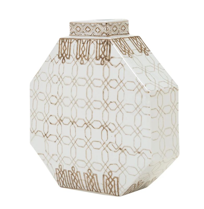 Brown and White Tall Vase