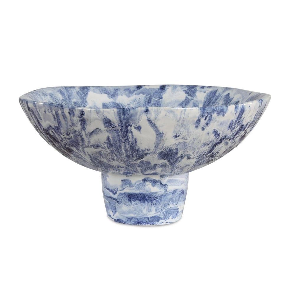 Blue &amp; White Pedestal Bowl