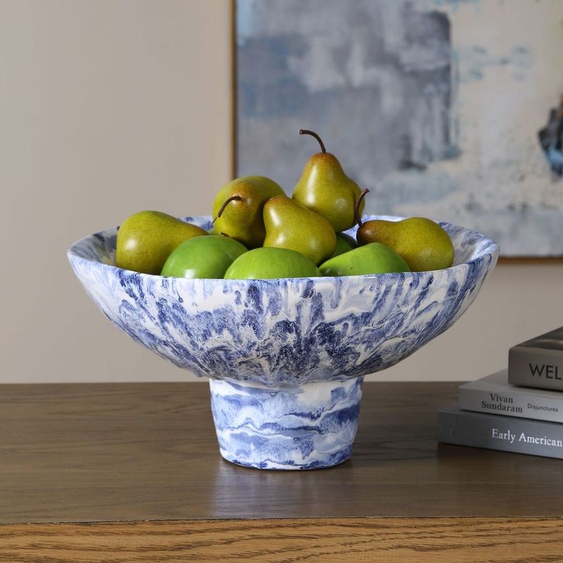 Blue &amp; White Pedestal Bowl