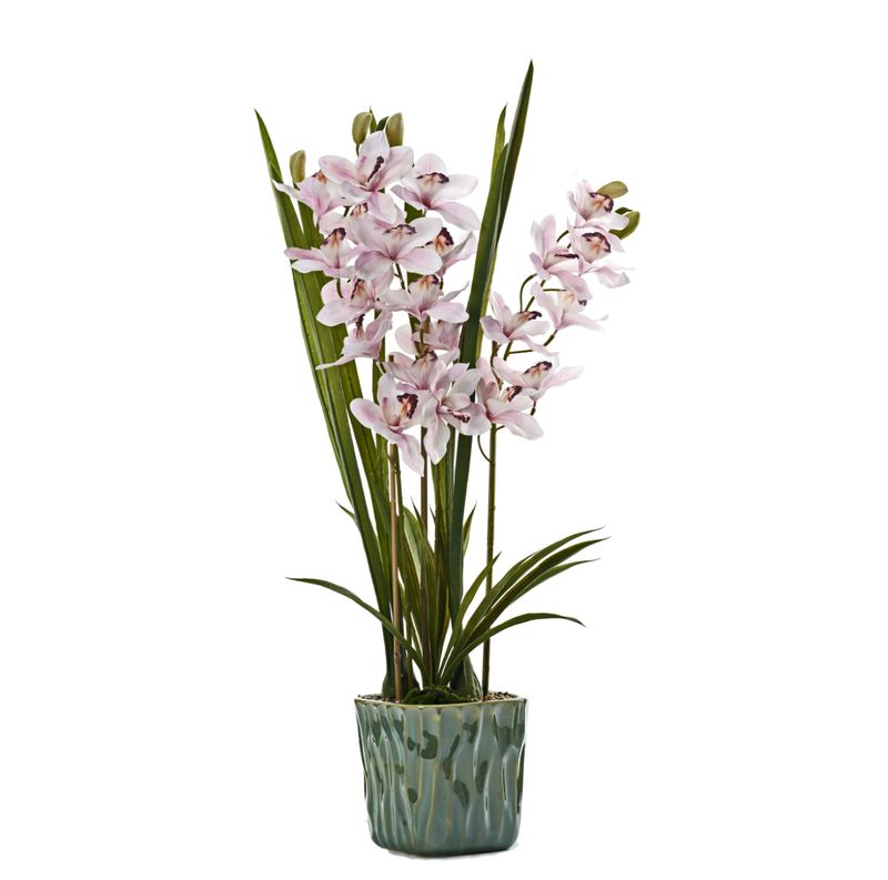 Pink Real Touch Orchids in Ceramic Pot