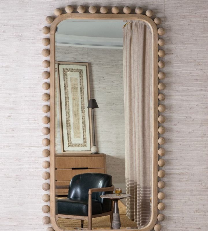Natural Wood Sphere Mirror 88H 46W