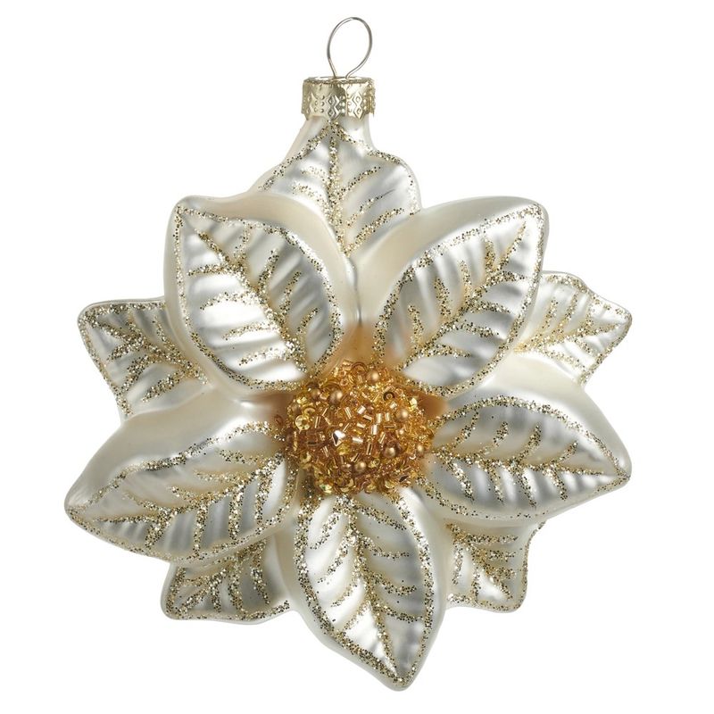 White Poinsettia Ornament